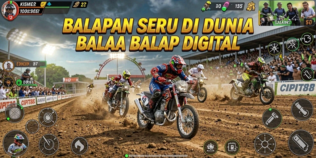 Screenshot menampilkan aksi balapan seru di CIPIT88 dengan mobil cepat dan lintasan menantang.