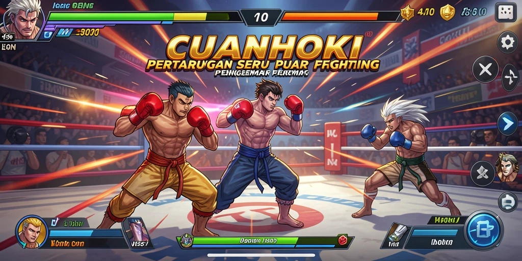 Tangkapan layar gameplay CUANHOKI yang menampilkan aksi pertarungan yang mendebarkan.
