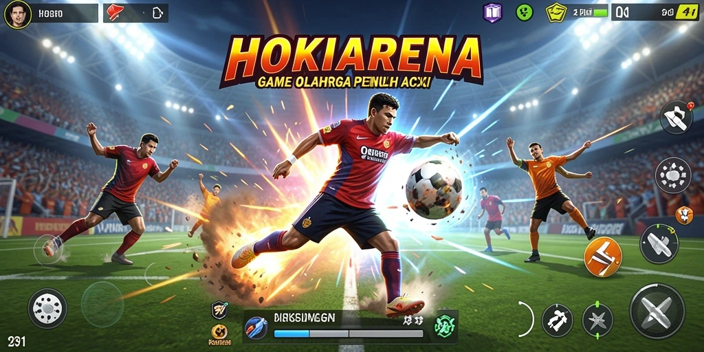 Tampilan gameplay HOKIARENA yang menarik dan aksi olahraga seru.