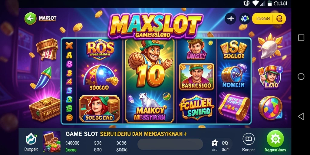 Screenshot gameplay <strong>MAXSLOT</strong> menunjukkan pengalaman Slot yang penuh warna dan interaktif.