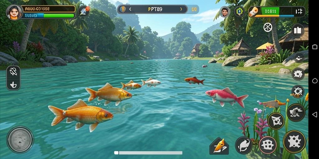 Tampilan gameplay menarik di <strong>PT89</strong> saat memancing di danau.