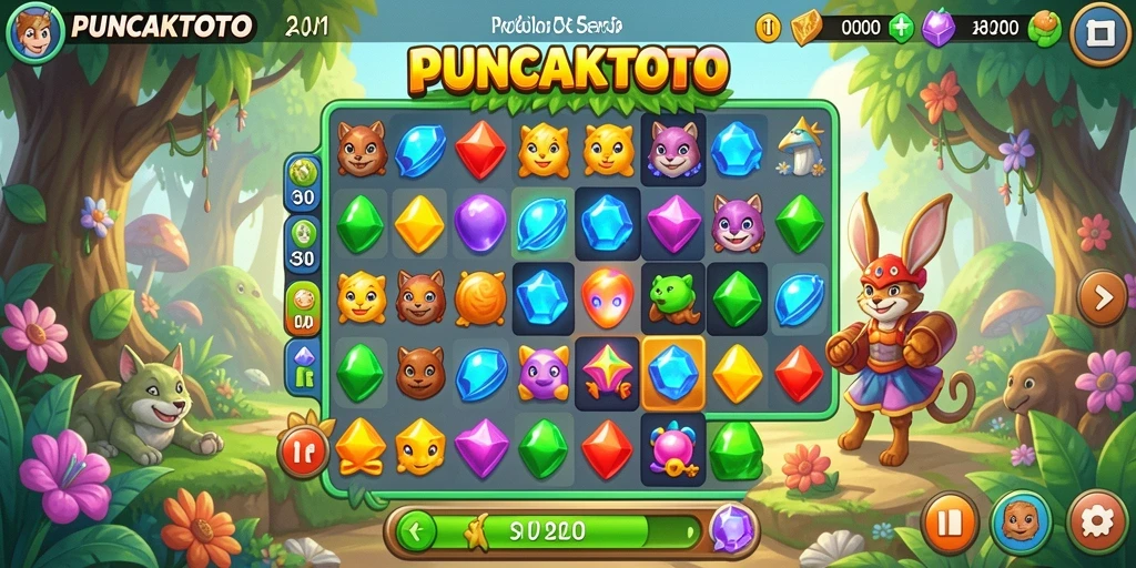 Screenshot PUNCAKTOTO yang menampilkan gameplay match-3 yang menarik.
