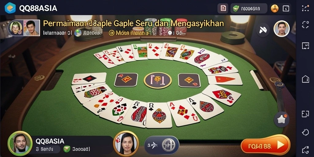 Screenshot gameplay <strong>QQ88ASIA</strong> menunjukkan keseruan bermain Gaple secara online.