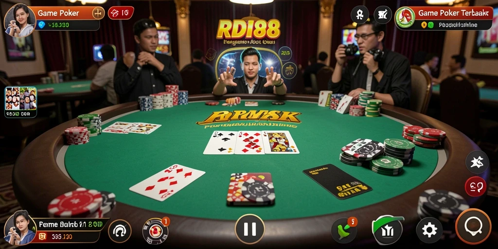 Screenshot gameplay RDI88 menampilkan suasana penuh aksi dalam permainan Poker.
