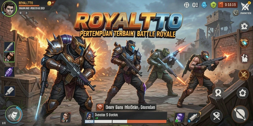 Tangkapan layar gameplay ROYALTOTO dengan aksi pertempuran Battle Royale yang epik.