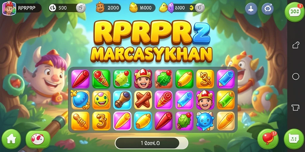 Tampilan gameplay penuh warna dari game Match-3 RPRPRP.