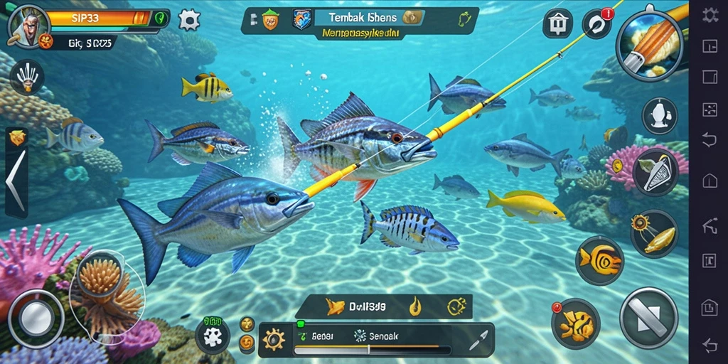Screenshot SIP33 menampilkan gameplay seru menembak ikan.