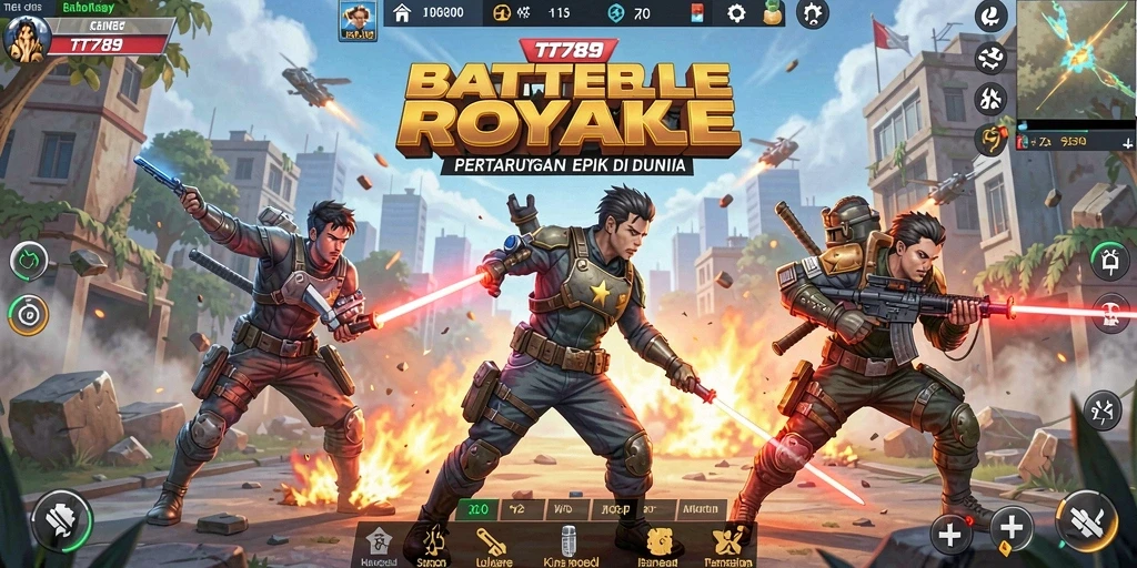 Screenshot utama TT789 menampilkan aksi epic Battle Royale yang mendebarkan.