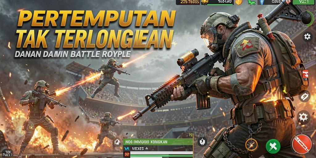 Screenshot menunjukkan aksi seru gameplay Battle Royale V21.